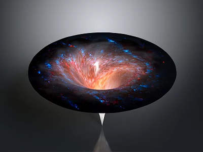 Round Modern Coffee Table With Colorful Nebula Pattern And Spike Leg Support 3d model