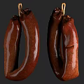Hanging Brown Long Traditional Smoked Delicious Cured Meat Sausages with Natural Casings