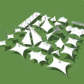 Modern Tensile Membrane Architectural Structure With White Units For Outdoor Landscape Design