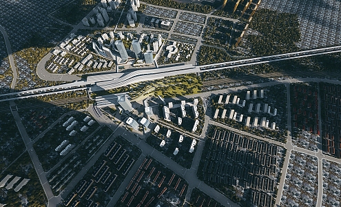 Modern Aerial View Urban Planning 3d model