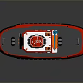 Red and White Toy Tugboat Model With Black Details and Small Antenna
