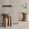 Stylish Wooden Side Tables Showcasing Magazine and Stacked Design with Potted Plant in Modern Room