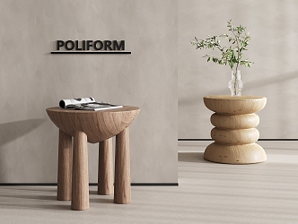 Quiet and Antique Style Side Corner Solid Wood Round Side Stool Low Stool Wooden Stool 3d model