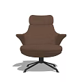 Comfortable Brown Single Sofa With Modern Design Ergonomic Armrests And Swivel Base 3d model