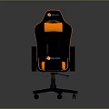 Black And Orange Ergonomic Gaming Chair With Adjustable Armrests And Wheels
