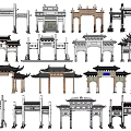 Collection Of Traditional Chinese Memorial Archways With Various Architectural Styles