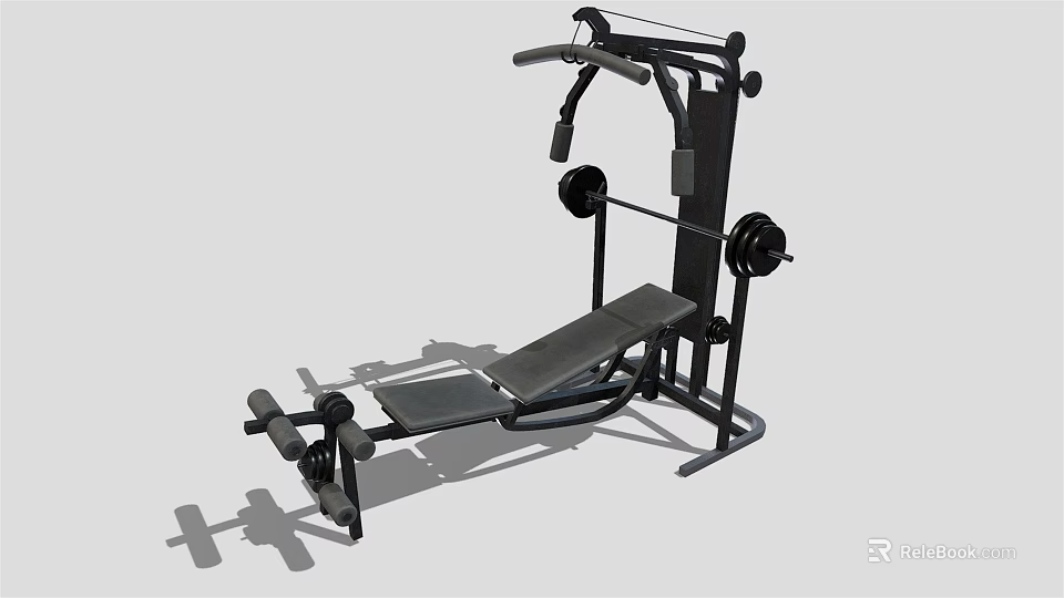 Multifunctional Home Gym Fitness Equipment With Weight Bench Barbell Rack And Dumbbells 3d model 