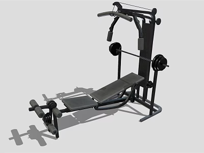Multifunctional Home Gym Fitness Equipment With Weight Bench Barbell Rack And Dumbbells 3d model