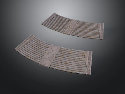 Decorative Textured Curved Architectural Components With Striped And Diamond Patterns 3d model