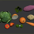 Fresh Assorted Vegetables Including Cabbage Tomatoes Onion Broccoli Carrot and Potatoes