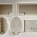 Modern LED Illuminated Mirrors In Oval Rectangular Shapes With Decorative Patterns 3d model