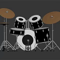 Professional Drum Set With Snare Bass Tom Drums And Brass Cymbal Stands