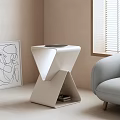 Modern White Geometric Coffee Table In Minimalist Living Room With Sofa And Artwork