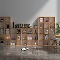 Modern Wooden Shelving Unit Interior With Decorative Items Books And HOME Letter Decor