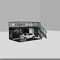 Two Story Car Display Space Design With White Car Staircase And Railing