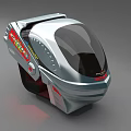 Futuristic X-TREME RIDER Helmet With Silver Red Design And Transparent Visor