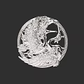 Round Silver Jewelry With Intricate Crane Filigree And Sparkling Accents