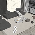 Modern sofa coffee table combination 3d model