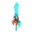 Fantasy Sword With Blue Flame Ornate Hilt And Glowing Mythical Weapon Design