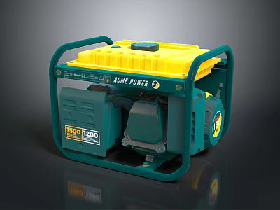 ACME POWER Green And Yellow Portable Generator With 900 1200 Watt Capacity Design 3d model