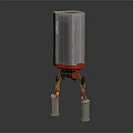 Mechanical Robot Character With Biological Structure Silver Body Red Base Four Legs White Supports
