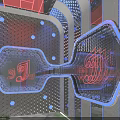 Modern KTV Interior Design With Neon Lights Music Notes And Digital Displays