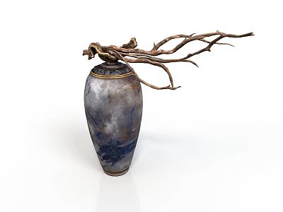 Realistic Style Blue Carved Vase Vase Container Ceramics Pottery Utensils Decorations Crafts Antique Art Collections Antique 3d model