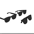 Three Pairs of Black Sunglasses with Black Frames and Black Lenses