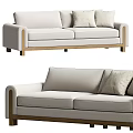 Modern Light Colored Sofa With Wooden Frame And Decorative Throw Pillows 3d model