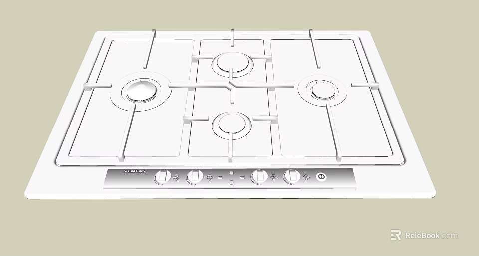 Modern Gas Cooktop With Multiple Burners Knob Control Panel For Efficient Kitchen Cooking 3d model 