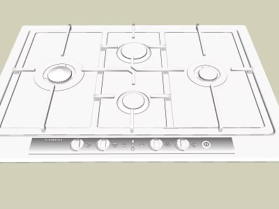 Modern Gas Cooktop With Multiple Burners Knob Control Panel For Efficient Kitchen Cooking 3d model