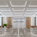 Modern Office Interior With Desk Computer Chair Sofa Wall Art And Natural Light