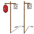 New Chinese Style Street Lamp Classical Antique Street Lamp Antique Garden Lamp Log Two-way One-way Two-way 3d model