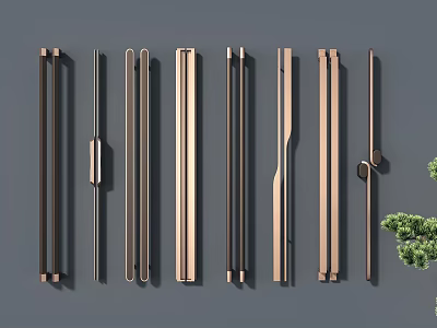 Sleek Modern Metal Handles With Various Contemporary Designs For Cabinets And Doors 3d model
