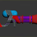 Sci Fi Weapon Design With Red Cylinder Purple Components Silver Accents And Blue Glowing Part