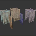 Three Vintage Wooden Storage Crates With Open Doors And Rustic Design