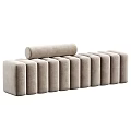 Modern Beige Upholstered Sofa Bench With Cylindrical Modules And Soft Cushion Design 3d model