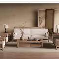 Quiet New Chinese Sofa Tea Table 3d model