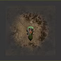 Game Movie Character With Pink Body Green Back And Flaming Top Standing On Textured Ground