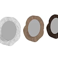 Modern Wall Mirrors With Striped Frames In White And Brown Colors 3d model