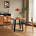 Retro Solid Wood Dining Chairs With Leather Padded Seat For Warm Cozy Home Dining Room
