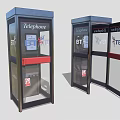 Contemporary Telephone Booths Featuring Glass Panels Closed Open Doors And Red Accents