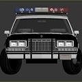 Classic Black And White Police Car With Red Blue Lights And Badge