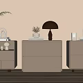 Modern White Bedside Tables With Lamp Books Plants Vases And Decorative Items