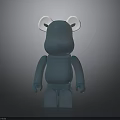 Blue Cartoon Bear Figure With White Ears And Simple Structure On Gray Background
