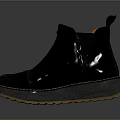 Black Leather Ankle Boots With Thick Sole And Orange Inner Lining For Daily Use
