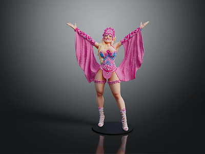 Fantasy Female Character In Pink Ornate Costume With Mythical Creature Elements 3d model