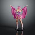 Fantasy Female Character In Pink Ornate Costume With Mythical Creature Elements