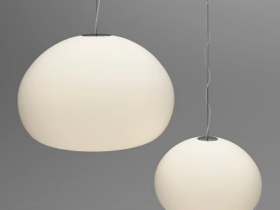 Minimalist Modern White Spherical Pendant Lights Hanging Against Gray Background 3d model