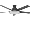 Black Ceiling Fan Chandelier With White Light Fixture And Modern Design
